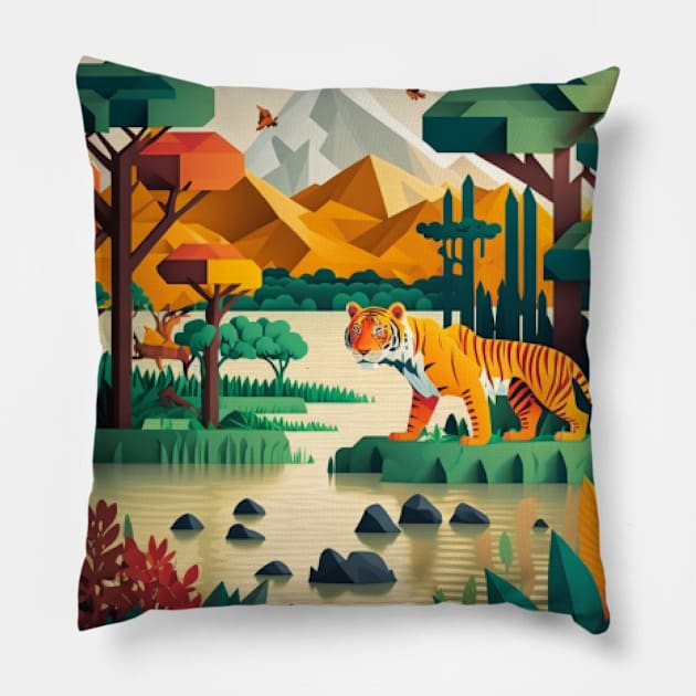 low poly jungle Pillow by Gadeliow