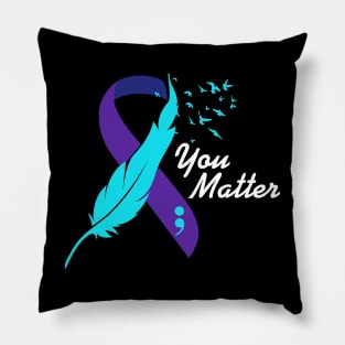 You Matter Ribbon, Suicide Prevention Awareness Mental Health Pillow