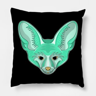 cute cyan bat eared fox face cartoon Pillow