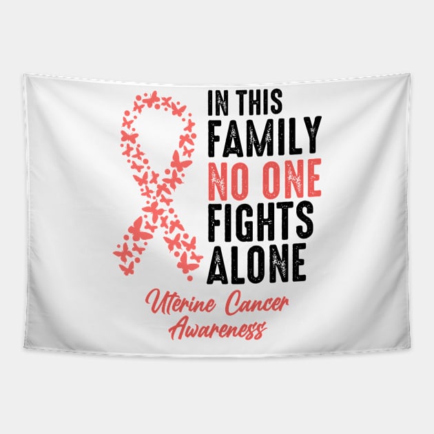 No One Fights Alone Uterine Cancer Tapestry by JB.Collection