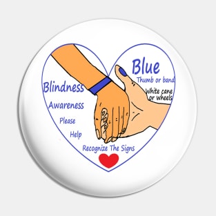 BLINDNESS AWARENESS BLUE THUMB AND BAND INTRO Pin