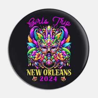 Girls Trip New Orleans 2024 Women Girl Mardi Gras Mask Beads Pin