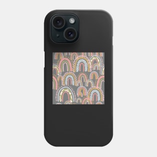 cute boho rainbow pattern grey Phone Case