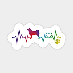 Shiba inu  Colorful Heartbeat, Heart & Dog Paw Magnet