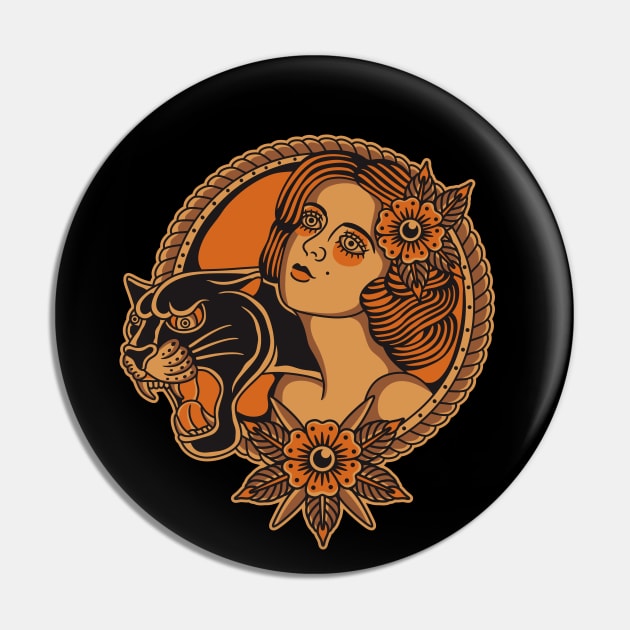 Women and black panther Pin by Abrom Rose