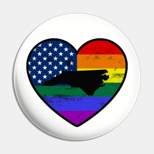 North Carolina United States Gay Pride Flag Heart Pin