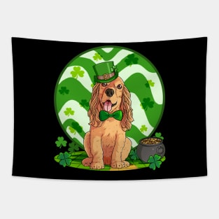 English Cocker Spaniel Dog St Patricks Day Leprechaun Tapestry