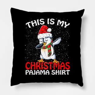 This is my Christmas Pajama Shirt Penguin Santa Pillow