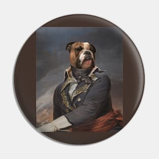 Oil Painting Soldier Dog Portrait Pin