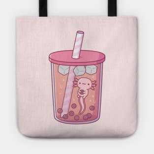 Cute Axolotl Swimming In Bubble Tea Tote