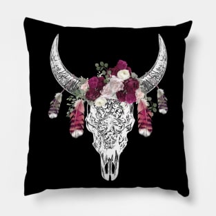 Cow skull floral 5 Pillow
