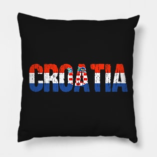 Hrvatska Croatia Distressed Flag Pillow