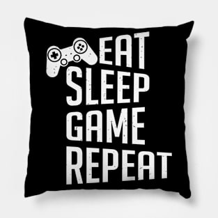 Eat sleep game repeat Pillow