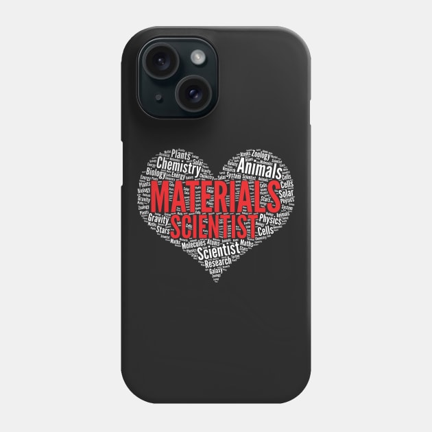 Materials scientist Heart Shape Word Cloud Design graphic Phone Case by theodoros20