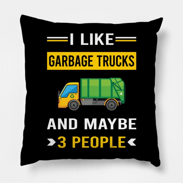 3 People Garbage Truck Trucks Pillow by Bourguignon Aror