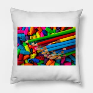 Colorful Pencils And Erasers Pillow