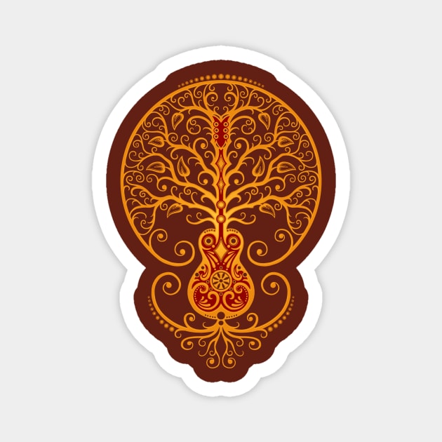 Golden Red Acoustic Guitar Tree of Life Magnet by jeffbartels