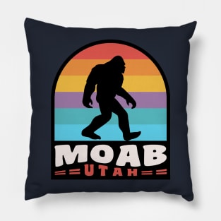 Moab Utah Bigfoot Sasquatch Arches Canyonlands Retro Sunset Pillow