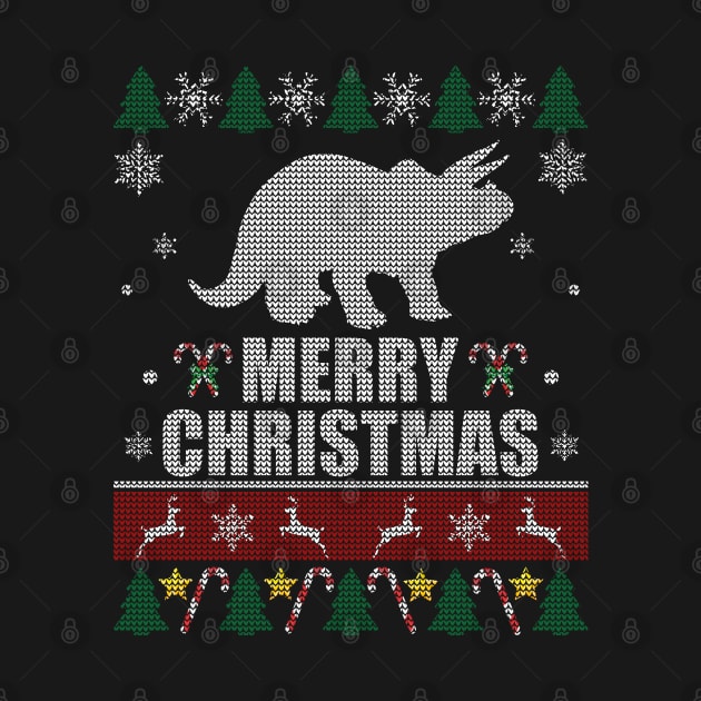 Triceratops Dinosaur Merry Christmas by Sleazoid