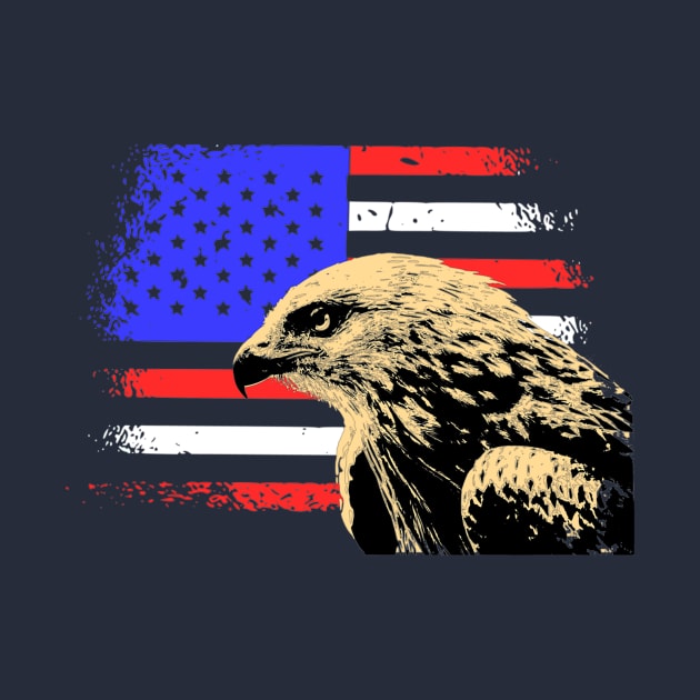 Eagle in front of American Flag by KwaaiKraai