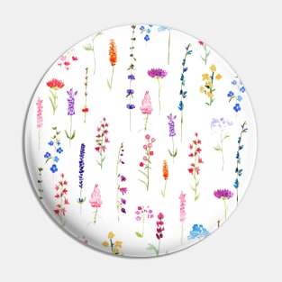 colorful wildflower pattern watercolor painting Pin