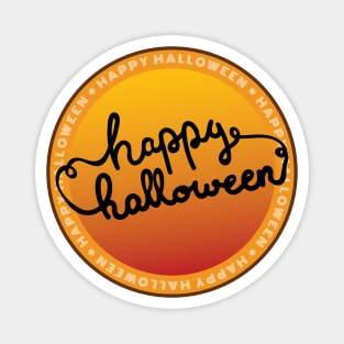 Happy Halloween Handwritten Circle Design Magnet