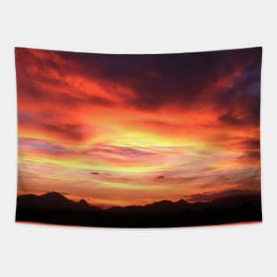 Fiery Phoenix sunset sky Tapestry