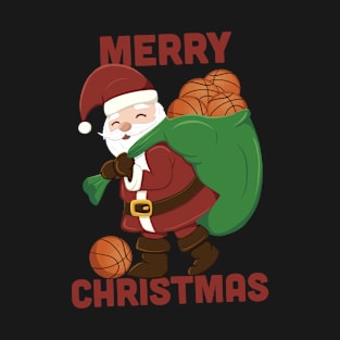 Santa Claus brings Basketball for Basketball Fans Merry Christmas T-Shirt