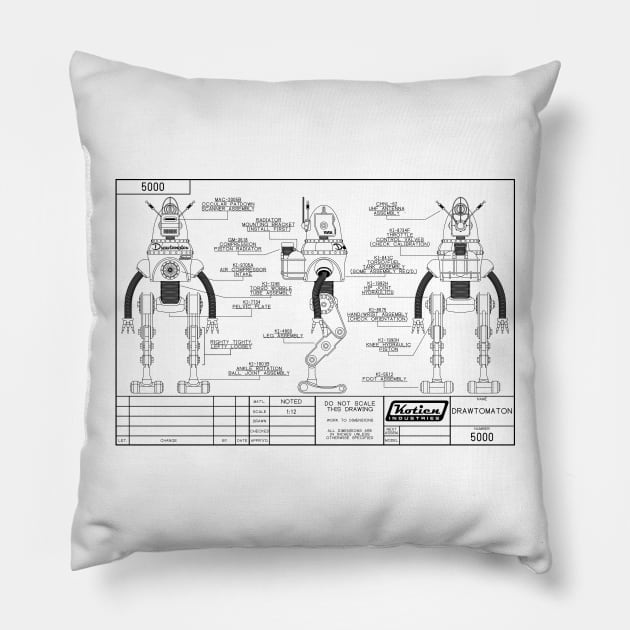 Drawtomaton-5000 Engineering Drawing Pillow by KotienIndustries