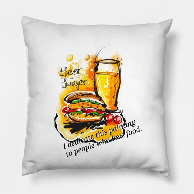 Hamburgers and beer Pillow by kwonjossi