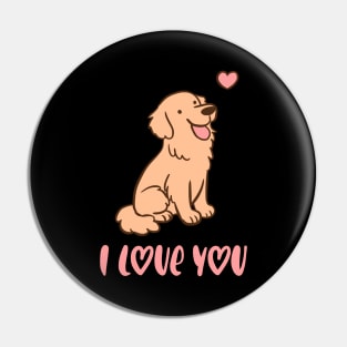 I love you cute golden Retriever illustration a wonderful gift for valentines day Pin