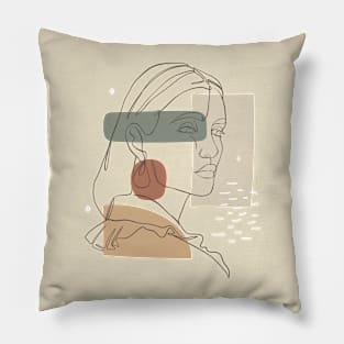 Line art female face Pillow