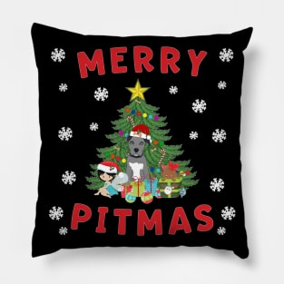 Merry Pitmas Pitbull Puppy Kitten Fairy Funny Pillow
