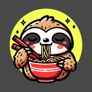 Sloth's Ramen Feast: Chopstick Master in Kawaii World T-Shirt