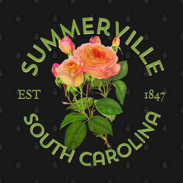 Summerville SC Vintage Style Roses Design by Pine Hill Goods