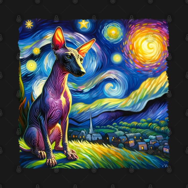 Starry xoloitzcuintli Dog Portrait - Pet Portrait by starry_night