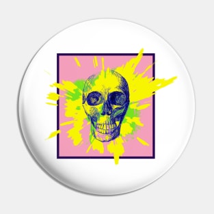 Skull on bright colored paint splash - Graffiti art illustration Pin