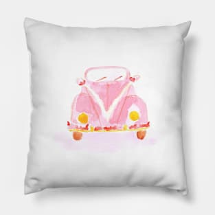 Wedding, honeymoon, transportation, car, newlyweds, transport, auto, illustration Pillow