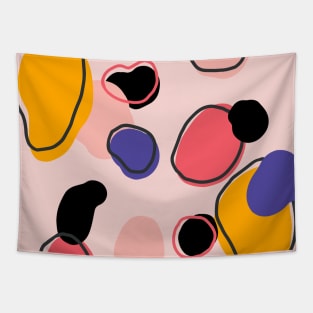 Pink Purple Yellow Black Abstract Blobs Tapestry