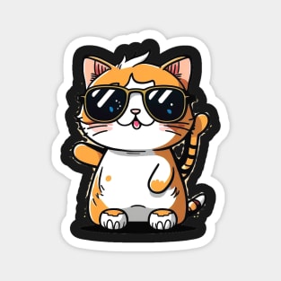 Cute ginger cat wearing sunglasses Magnet