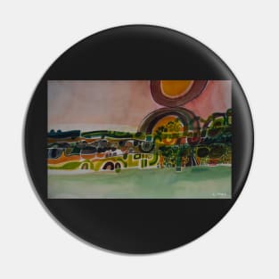 Abstract English Countryside Landscape Pin