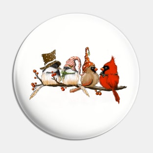 Winter Birds Cardinals Chickadees Pin