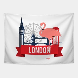 Flamingo in London England Travel Icons Tapestry