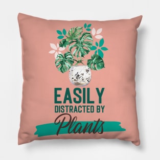 Easily Distracted By Plants In Green And Terracotta Pillow