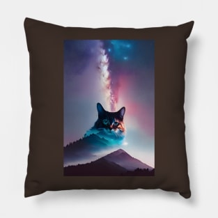 Copy of Galaxy Cat Double Exposure - Modern Digital Art Pillow