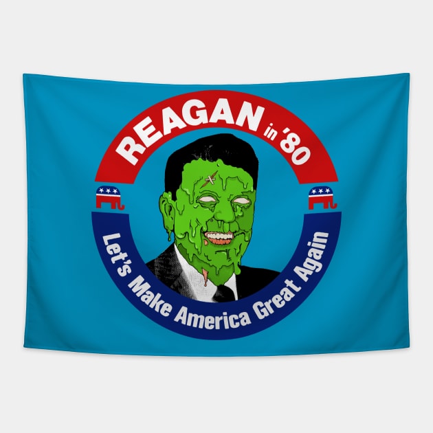 Ronald Reagan Zombie - Let's Make America Great Again Tapestry by DankFutura