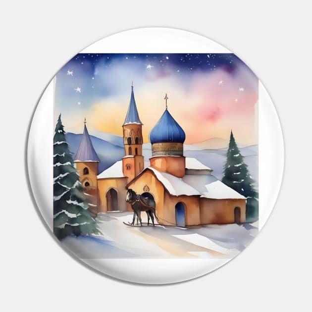 Armenian Christmas - January 6 - Watercolor Pin by Oldetimemercan