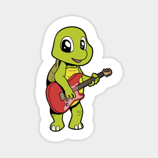 Cartoon turtle playing electric guitar Magnet