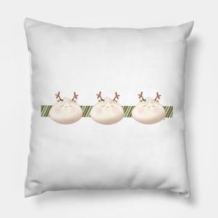 Reindeer Holiday Holly Bao Ribbon Pillow