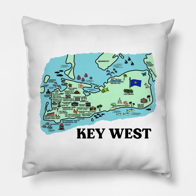 Key West Map Art Pillow by fiberandgloss